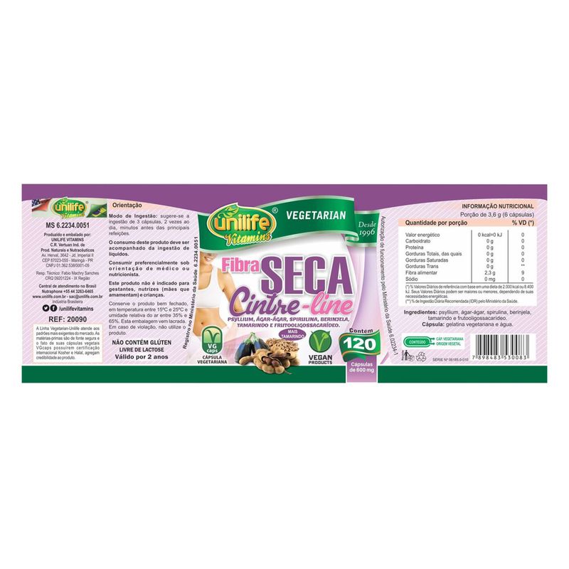 unilife-fibra-seca-cintre-line-psyllium-agar-spirulina-berinjela-tamarindo-frutooligasacarideo-600mg-120-capsulas-vegetarianas-vegan-loja-projeto-verao-rotulo