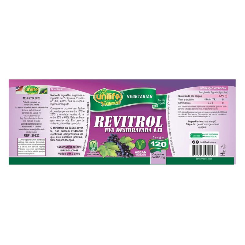 unilife-revitrol-uva-desidratada-500mg-120-capsulas-vegetarianas-vegan-loja-projeto-verao-rotulo