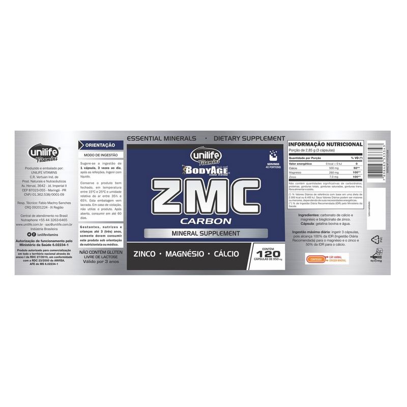 unilife-zmc-carbon-zinco-magnesio-calcio-bodyage-950mg-120-capsulas-loja-projeto-verao-rotulo