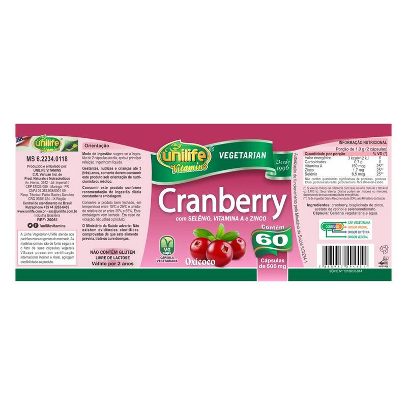 unilife-cranberry-oxicoco-500mg-60-capsulas-vegetarianas-loja-projeto-verao-rotulo