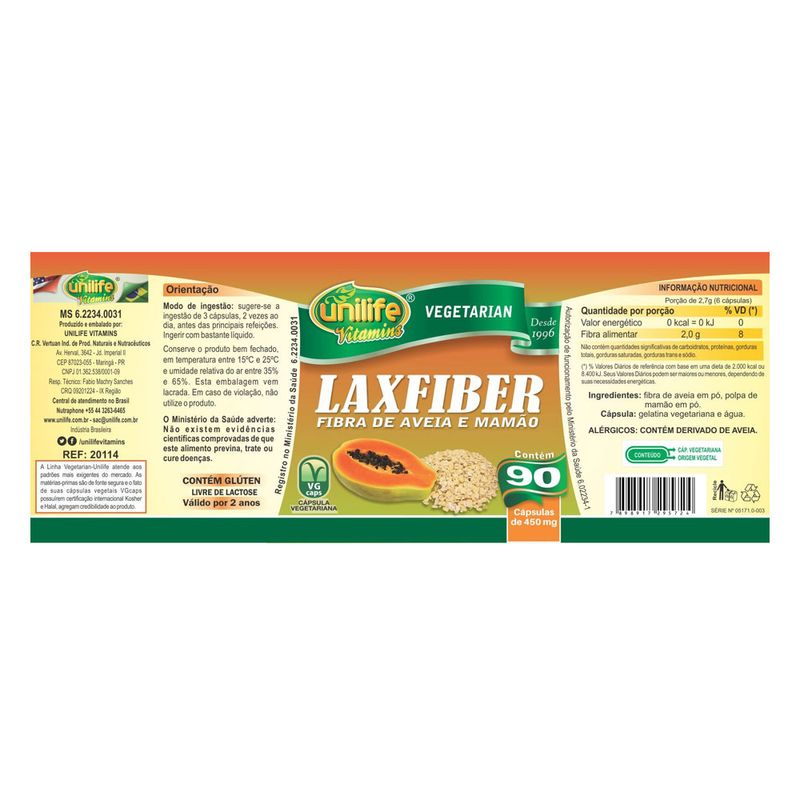 unilife-laxfiber-fibra-aveia-banana-450mg-90-capsulas-vegetarianas-loja-projeto-verao-rotulo