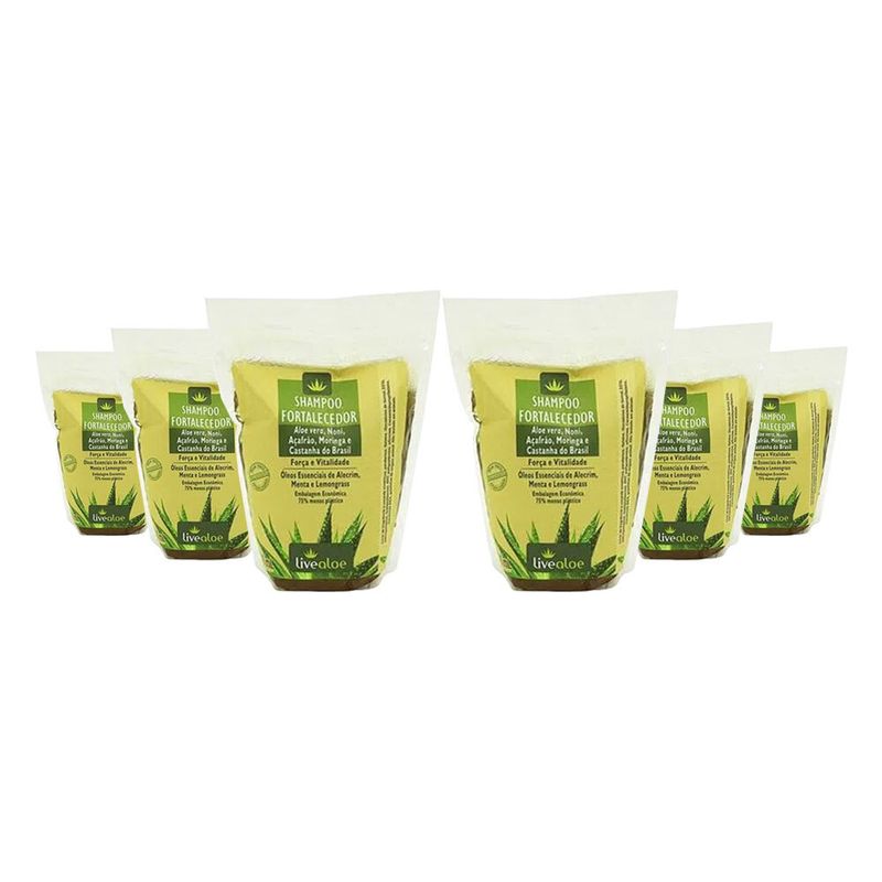 livealoekit6xshampoofortalecedorrefil500ml