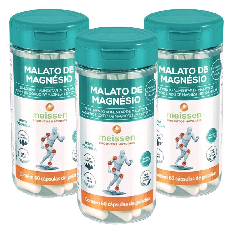 Kit 3x Magnésio De Malato Puro (500mg) 60 Cápsulas - Meissen Comprar ...