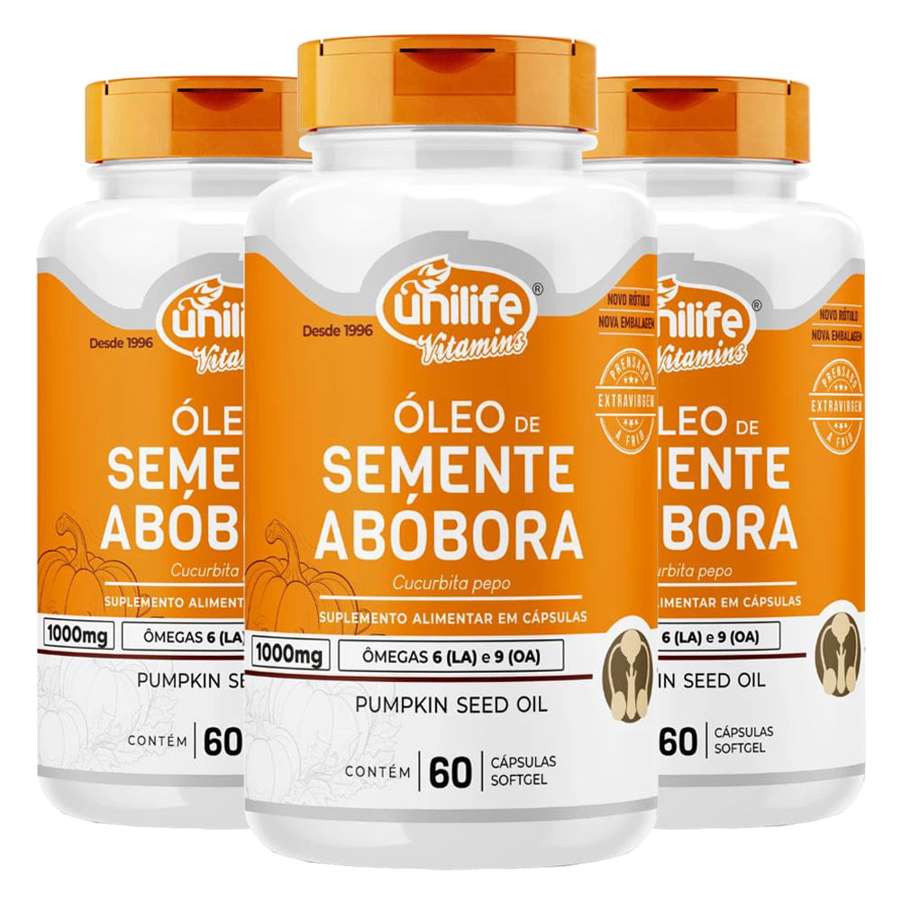 Kit 3x Óleo De Semente De Abóbora 60 Cápsulas - Unilife Comprar Aqui - NOA