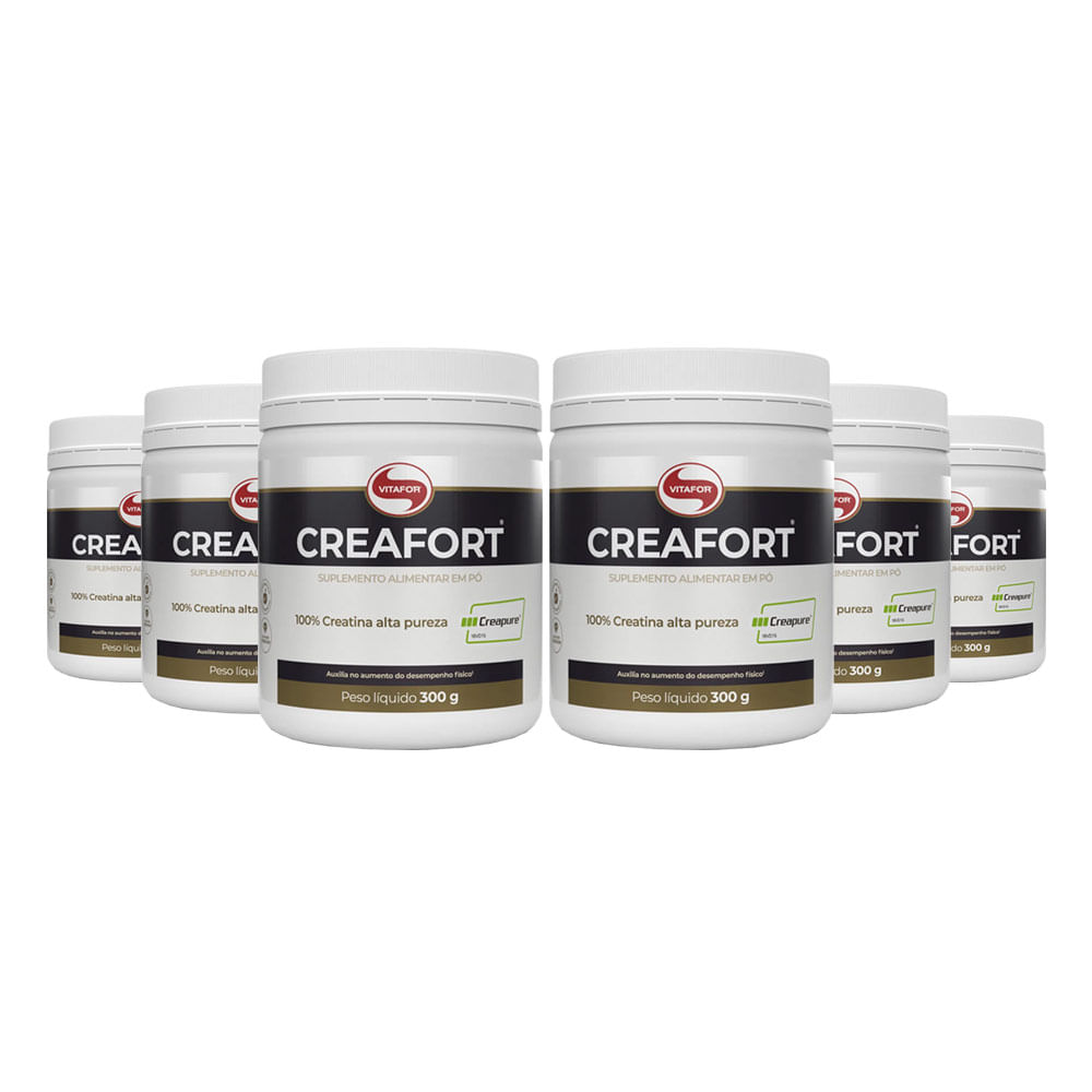 Kit 6x Creatina Creafort Creapure 300g Vitafor Noa 9001