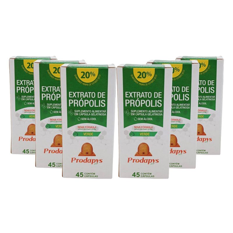 prodapys-kit-6x-extrato-de-propolis-verde-sem-alcool-20-extrato-seco-green-45-capsulas-softgel