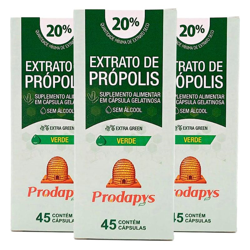 prodapys-kit-3x-extrato-de-propolis-verde-sem-alcool-20-extrato-seco-extra-green-45-capsulas-softgel