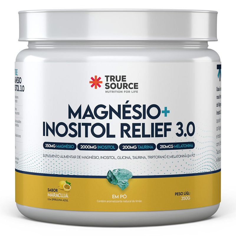true-source-magnesio-inositol-relief-3-0-nervous-system-support-350mg-magnesio-2000mg-inositol-200mg-taurina-210mcg-melatonina-sabor-maracuja-350g-em-po